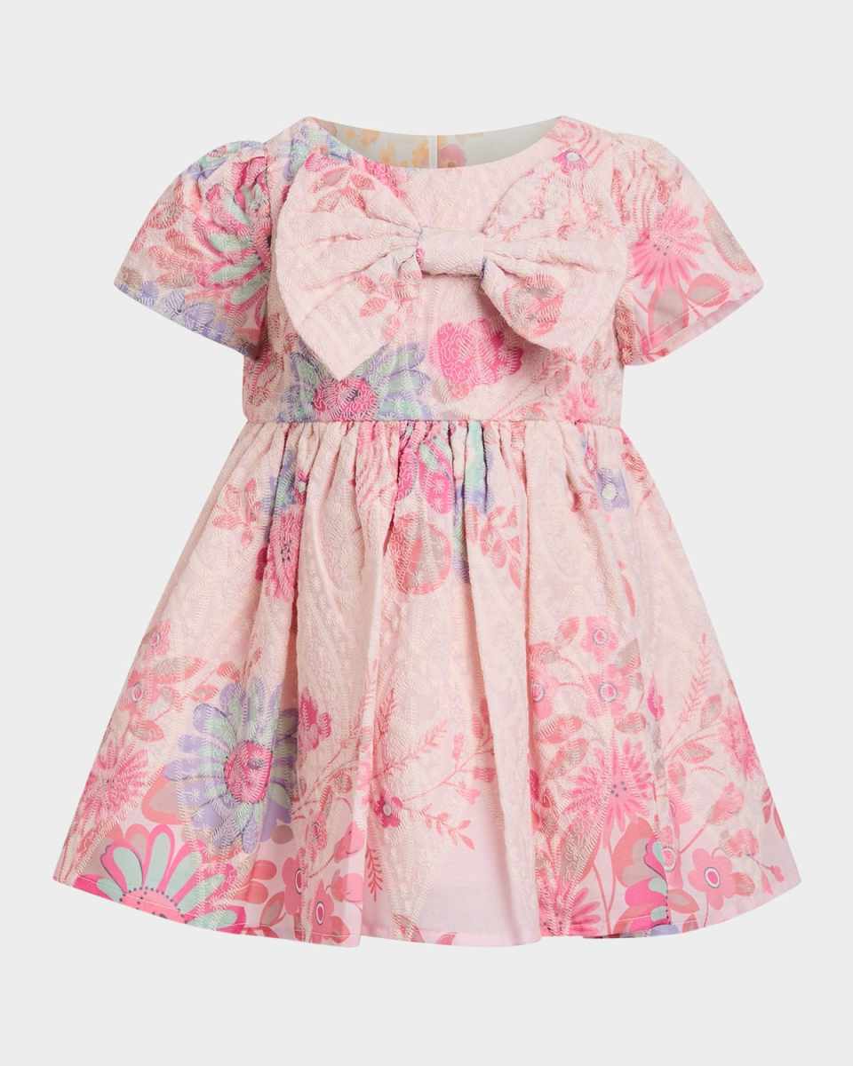 Girl's Alice Floral-Print Bow Dress, Size 6M-3
